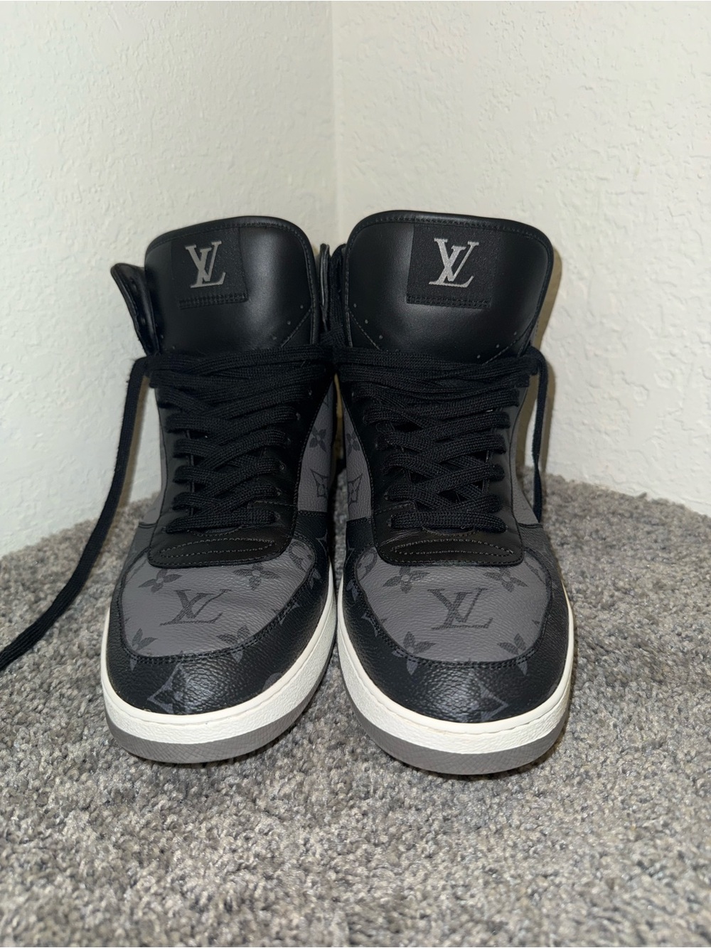 Louis Vuitton Black and Gray High-Top Sneakers